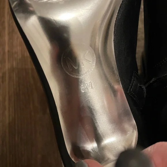 Michael Kors Black Leather Open-Toe Zip Ankle Booties - Picture 6 of 8